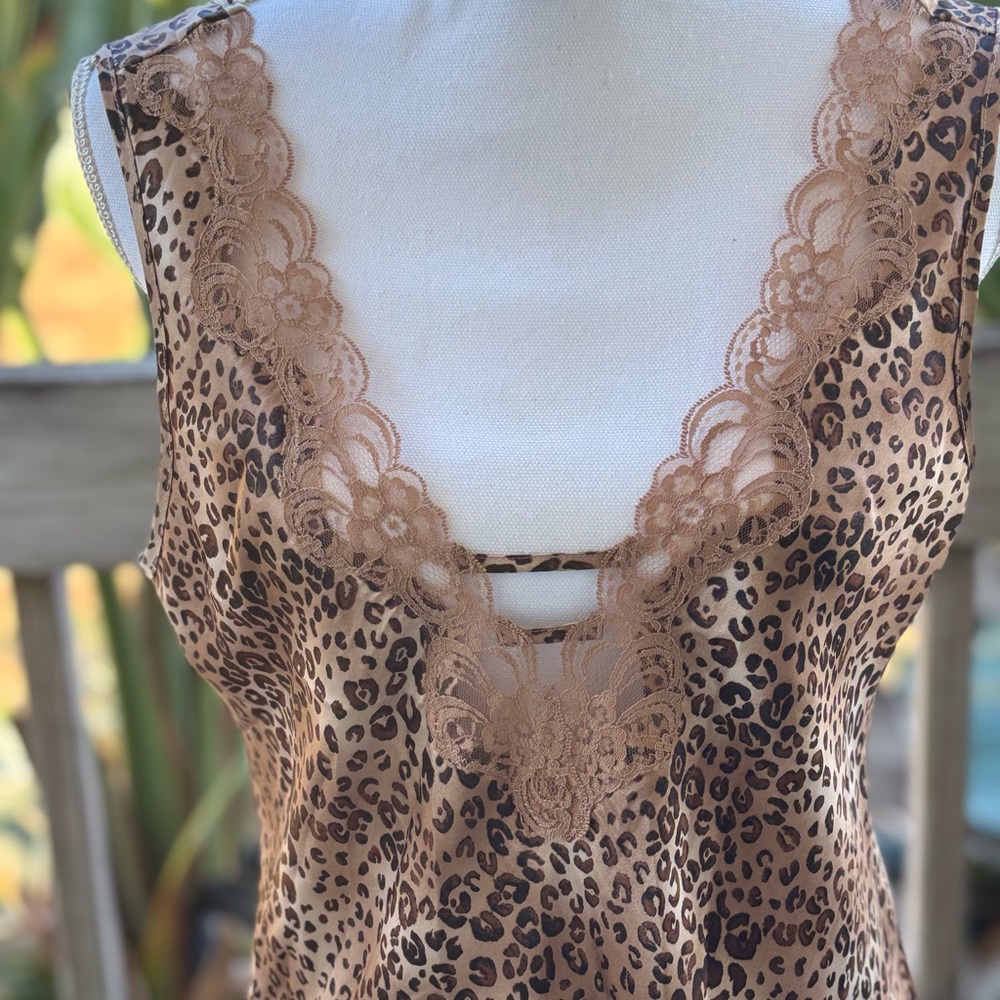 Vintage 1990’s Expressions By California  Leopard  Lace Satin Slip Dress- Large